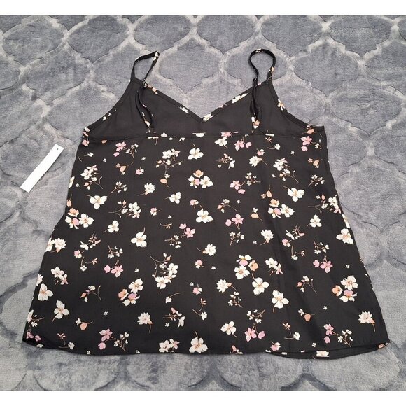 NWT Abound Black Floral Spaghetti Strap Flowy Tank Top Camisole/Sz. XS - Picture 2 of 7